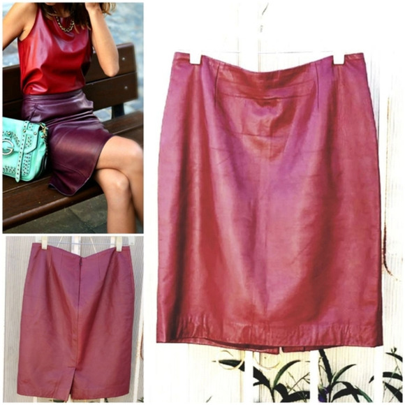 Sexy wine‎ color leather skirt - Picture 1 of 2